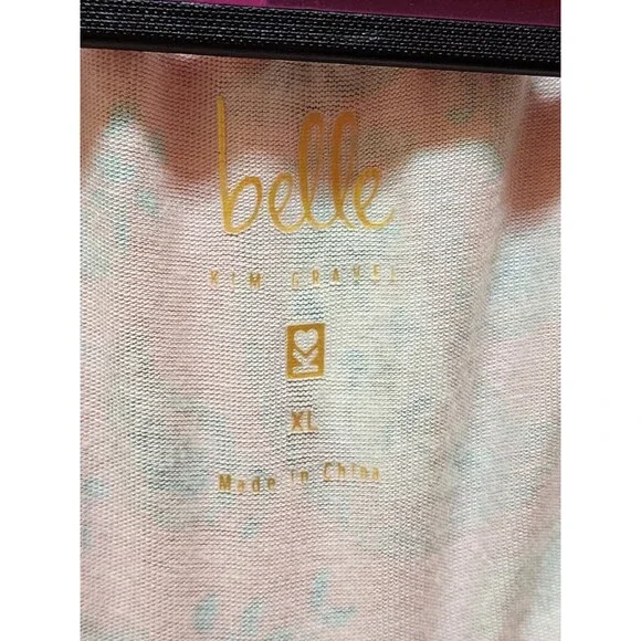 Belle Kim Gravel Womens XL Peach Blouse Paisley Stretchy Boho Cottage Peasant - Picture 8 of 14